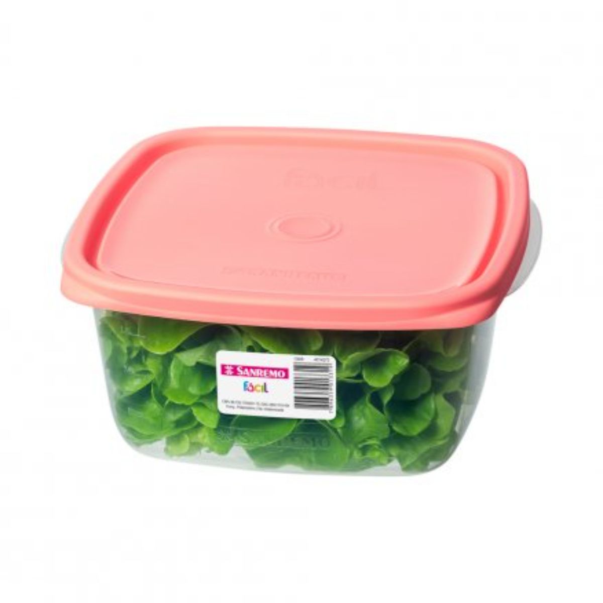 SANREMO - Recipiente Cuadrado Plástico  1,9 L Fácil Tapa En Colores Surtidos Sanremo.