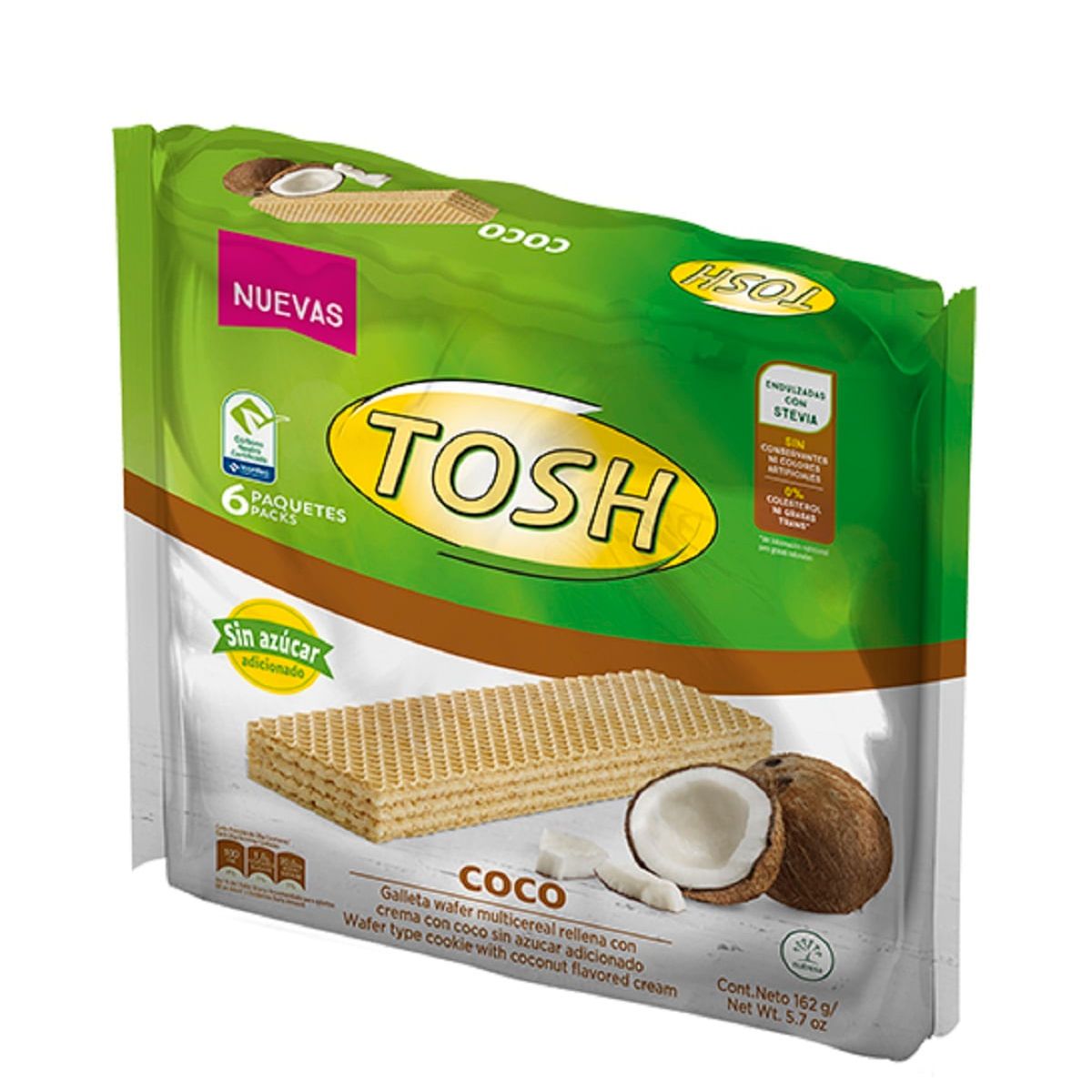 TOSH - Galleta Tosh Wafer Coco Sin Azucar X 6Und X 162G