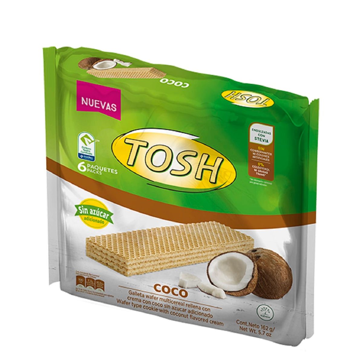TOSH - Galleta Tosh Wafer Coco Sin Azucar X 6Und X 162G