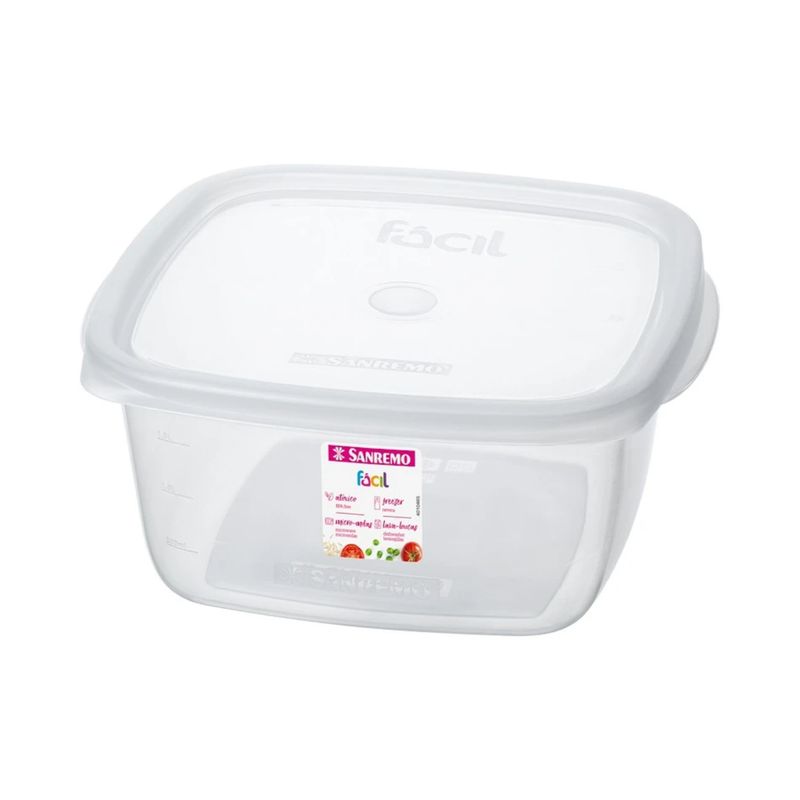 SANREMO - Hermetico Plástico Cuadraro 1,9 L Transparente Sanremo.