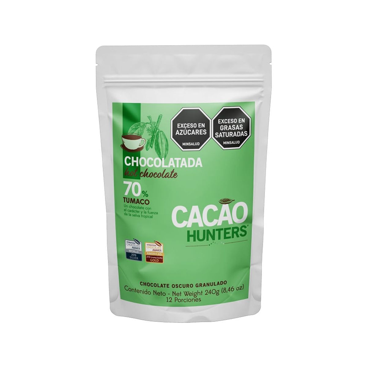 GENERICO - Chocolatada Cacao Hunters 70% Tumaco X 240gr