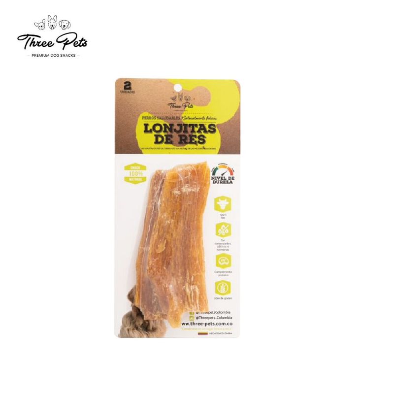 THREE PETS - Lonjitas De Res Three Pets X 2Und