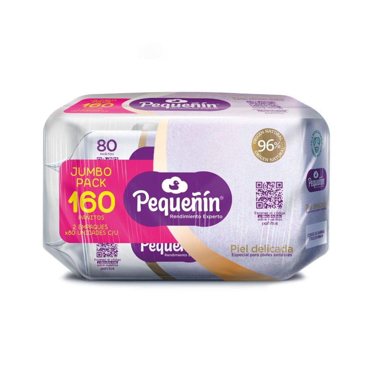 PEQUEÑIN - Pañitos Húmedos Pequeñin Piel Delicada Jumbo Pack X 160Und