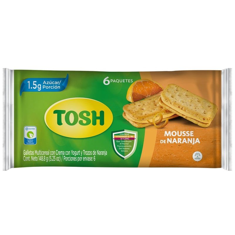 TOSH - Galleta Tosh Mousse Naranja X 6 Und