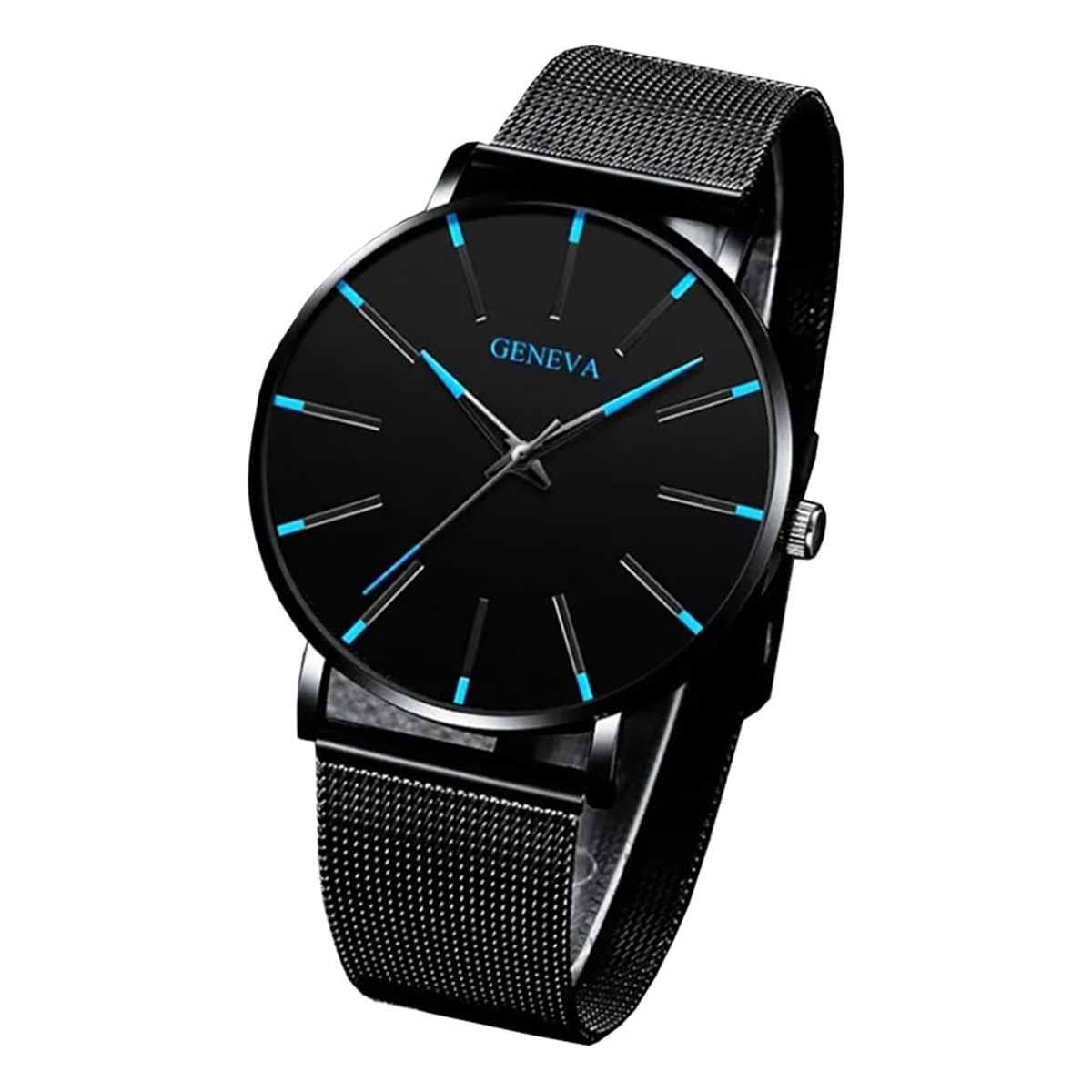 GENEVA - Reloj de Cuarzo Para Hombres  Banda de Acero Inoxidable - Negro