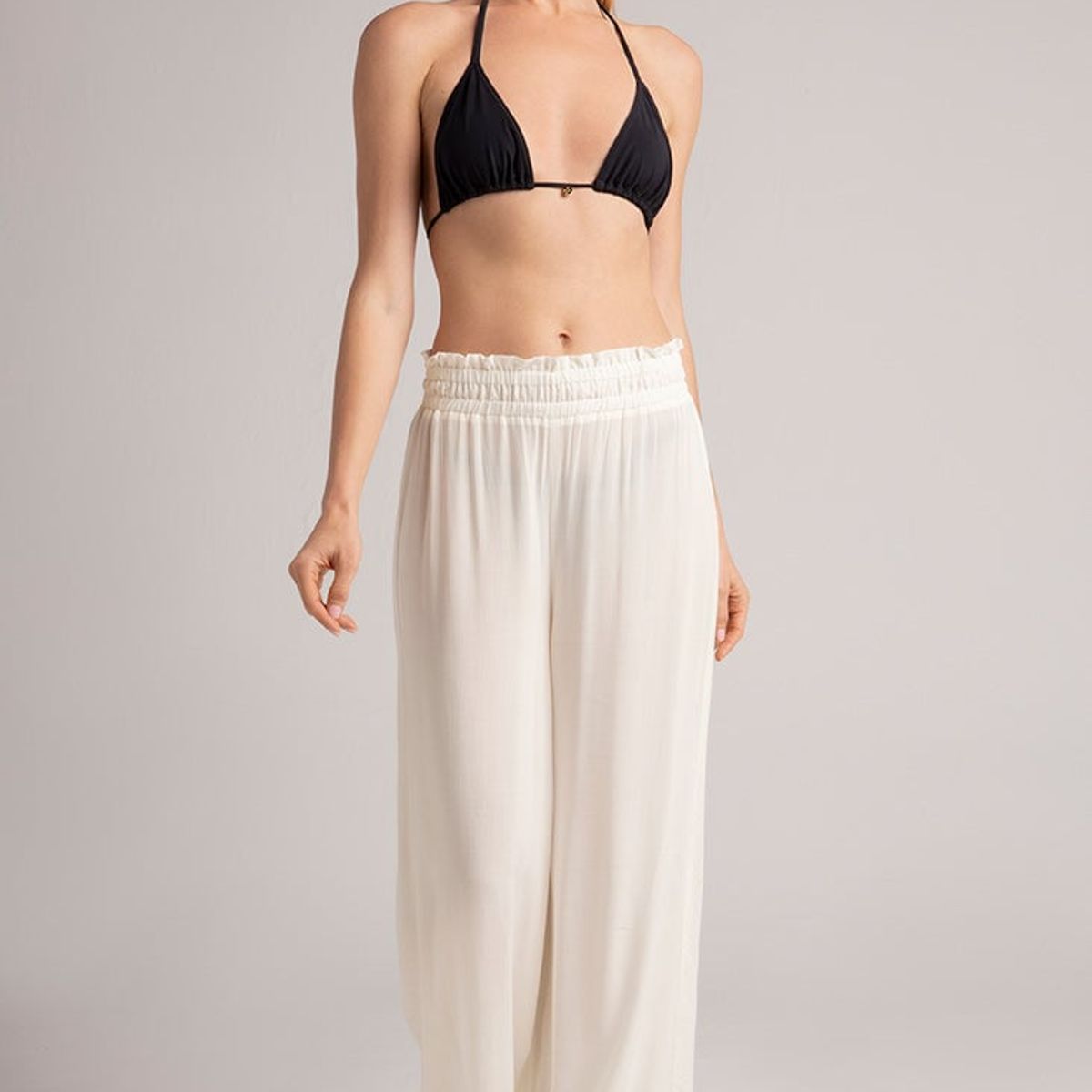 TOUCHE BALNEAIRE - Pantalón amplio con cintura en elástico Color Marfil