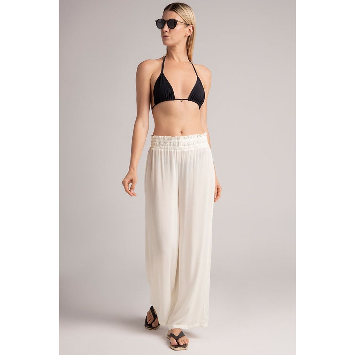 TOUCHE BALNEAIRE - Pantalón amplio con cintura en elástico Color Marfil