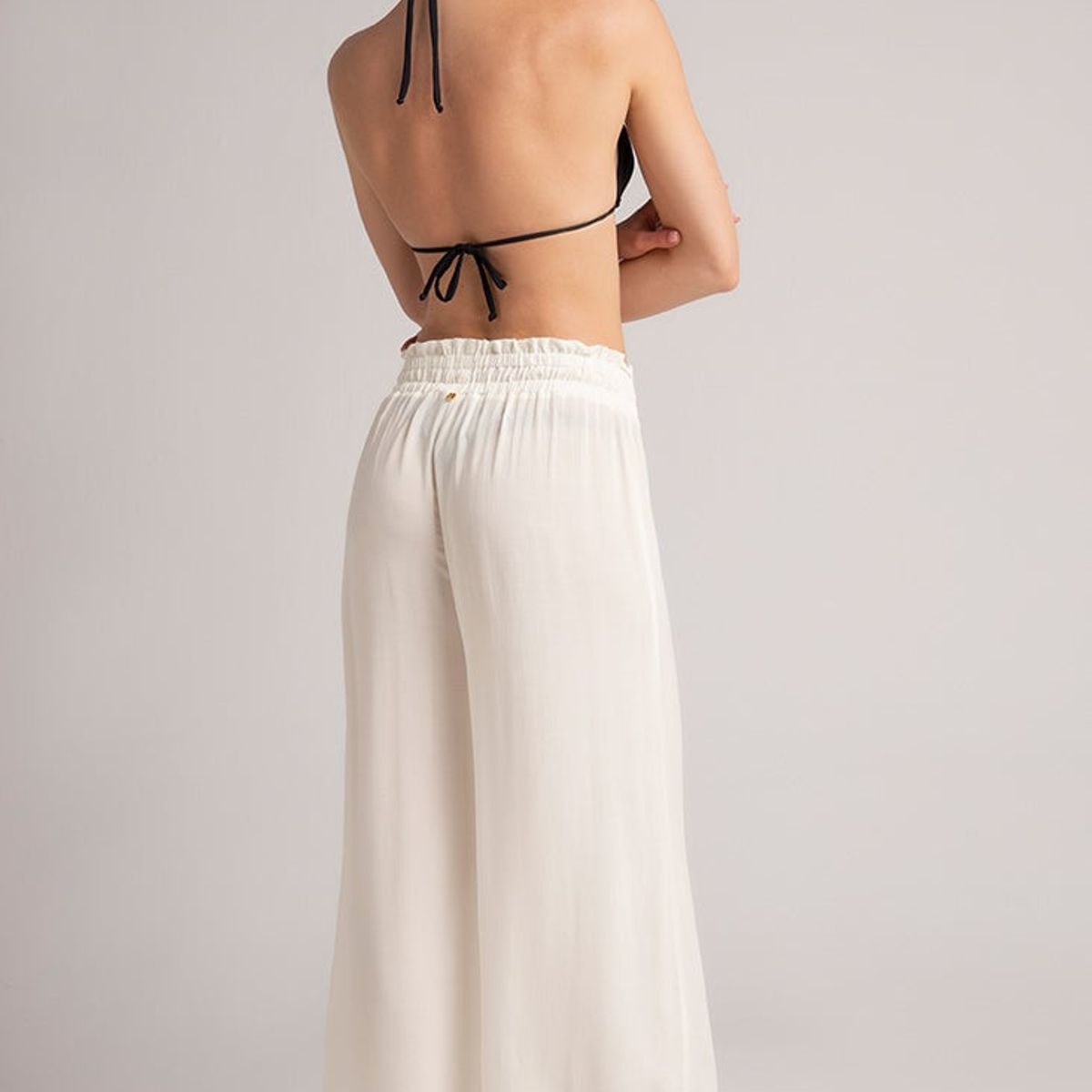 TOUCHE BALNEAIRE - Pantalón amplio con cintura en elástico Color Marfil