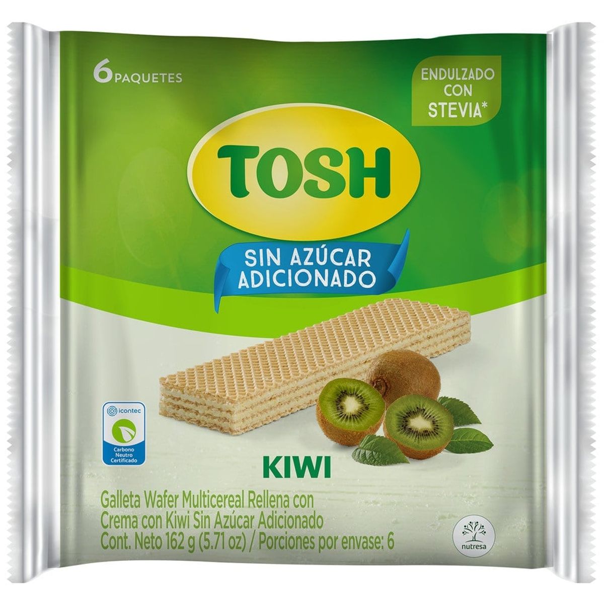 TOSH - Galleta Tosh Wafer Kiwi Sin Azucar X 6Und X 162G