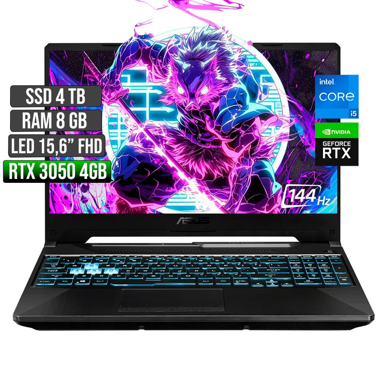 ASUS - ASUS TUF INTEL CORE I5-12500H RTX 3050 4GB SSD 4TB RAM 8GB LED 15,6 FHD 144Hz