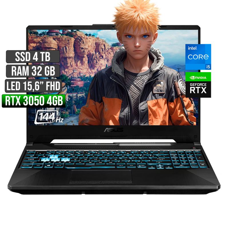 ASUS - ASUS TUF INTEL CORE I5-12500H RTX 3050 4GB SSD 4TB RAM 32GB LED 15,6 FHD 144Hz
