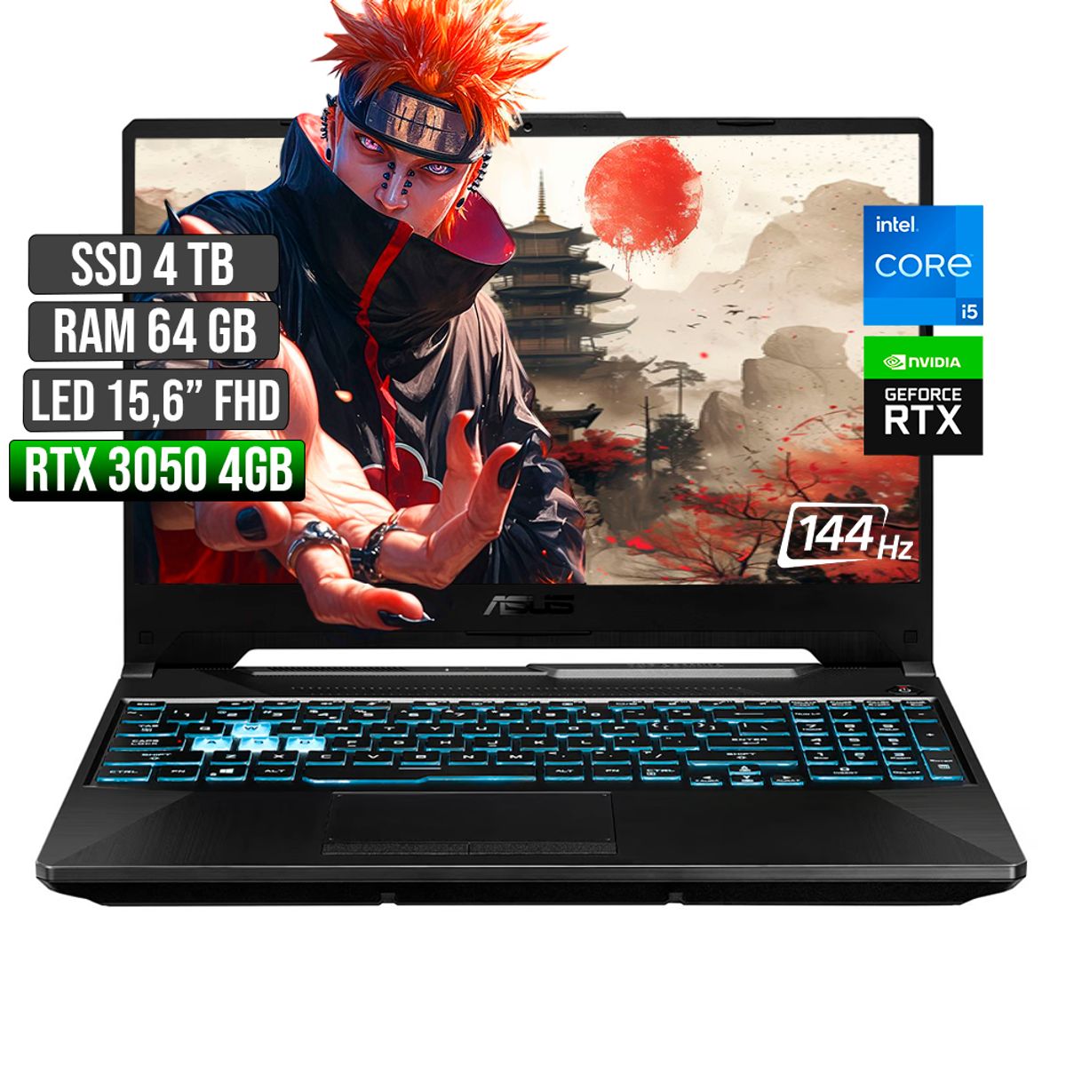 ASUS - ASUS TUF INTEL CORE I5-12500H RTX 3050 4GB SSD 4TB RAM 64GB LED 15,6 FHD 144Hz