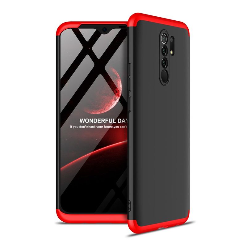 GENERICO - Funda Carcasa Estuche Protector Para Redmi 9 Negro con Rojo