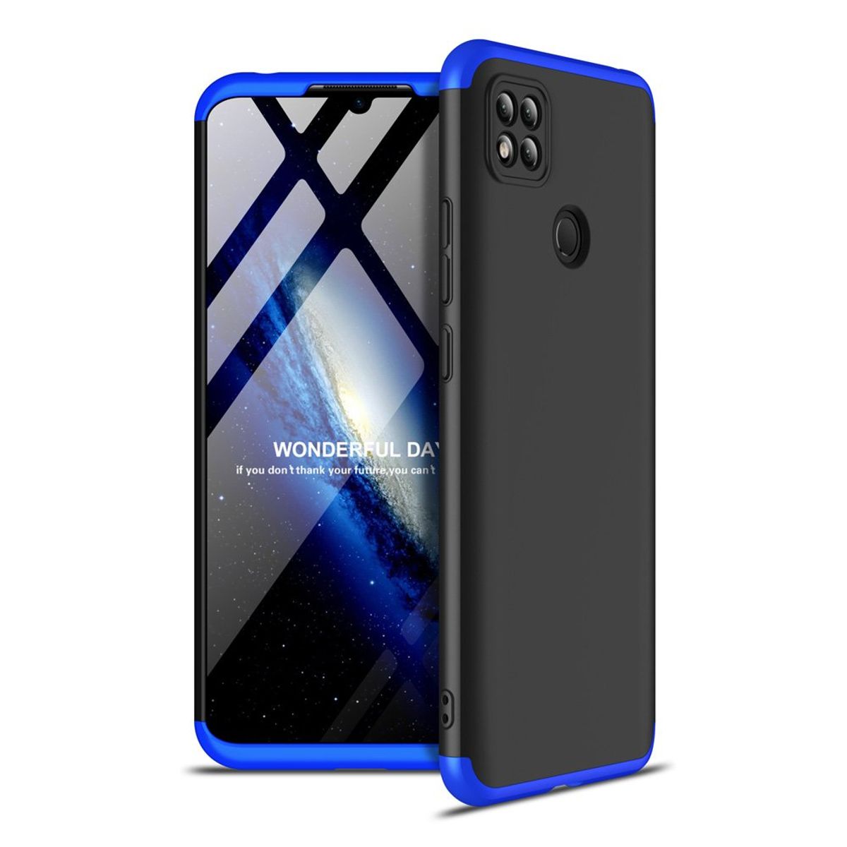 GENERICO - Funda Carcasa Estuche Protector Para Redmi 9C Negro con Azul