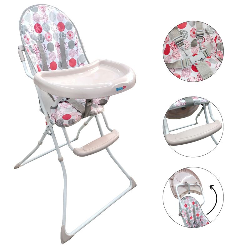 BABY ON - Silla Comedor Alimentación Bebe Niño Plegable Con Cinturón