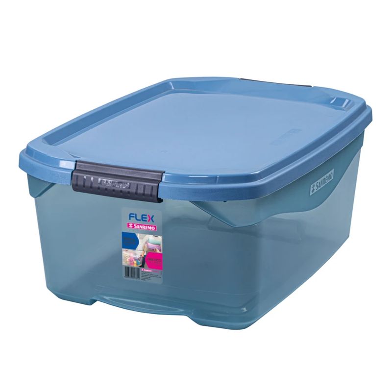 SANREMO - Caja Organizadora De Plastico 20L Azul Traslúcido Sanremo