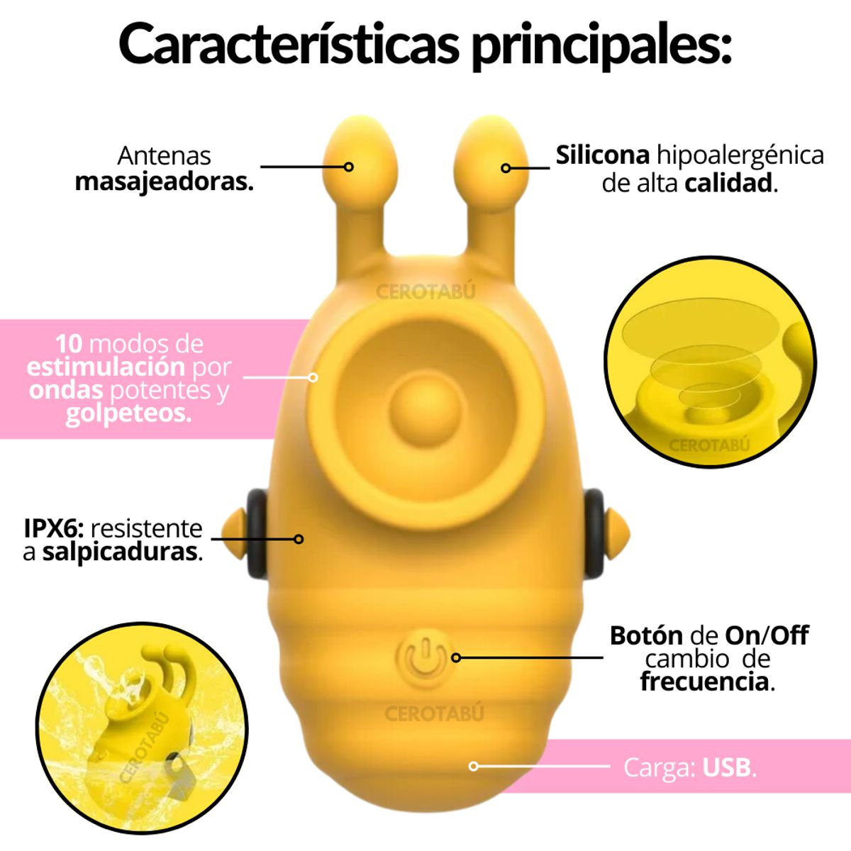 GENERICO - Vibrador Estimulador Clítoris Recargable Discreto Gama Alta