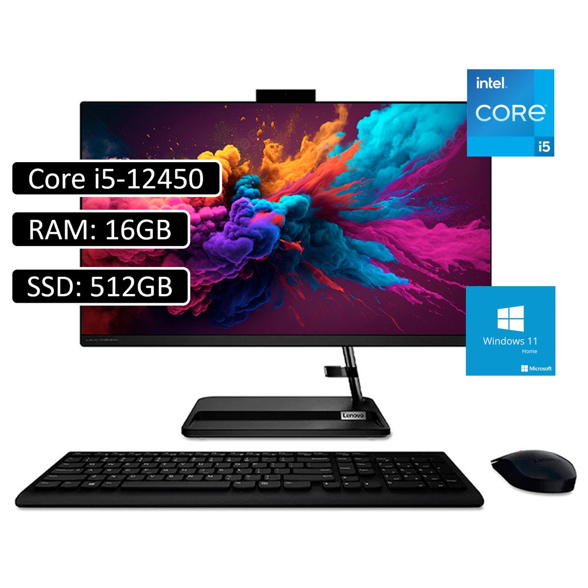 LENOVO - TODO EN UNO LENOVO IdeaCentre 3 Core I5-12450H RAM 16GB SSD 512GB 24 FHD