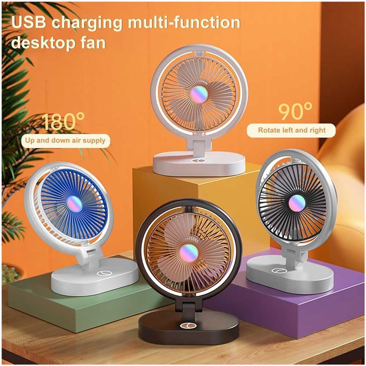 ONE PIXEL - Ventilador Recargable Portátil Silencioso Luz LED Ajustable Plegable