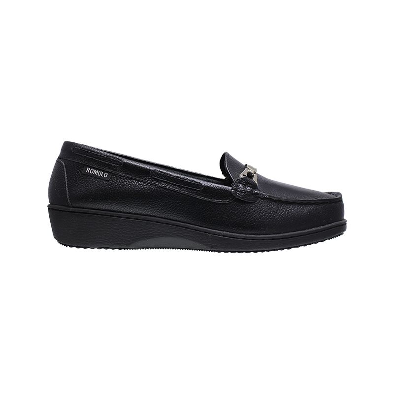 CALZADO ROMULO - Romulo Cuero Mujer Mocasín Tubular Hebilla Decorativa