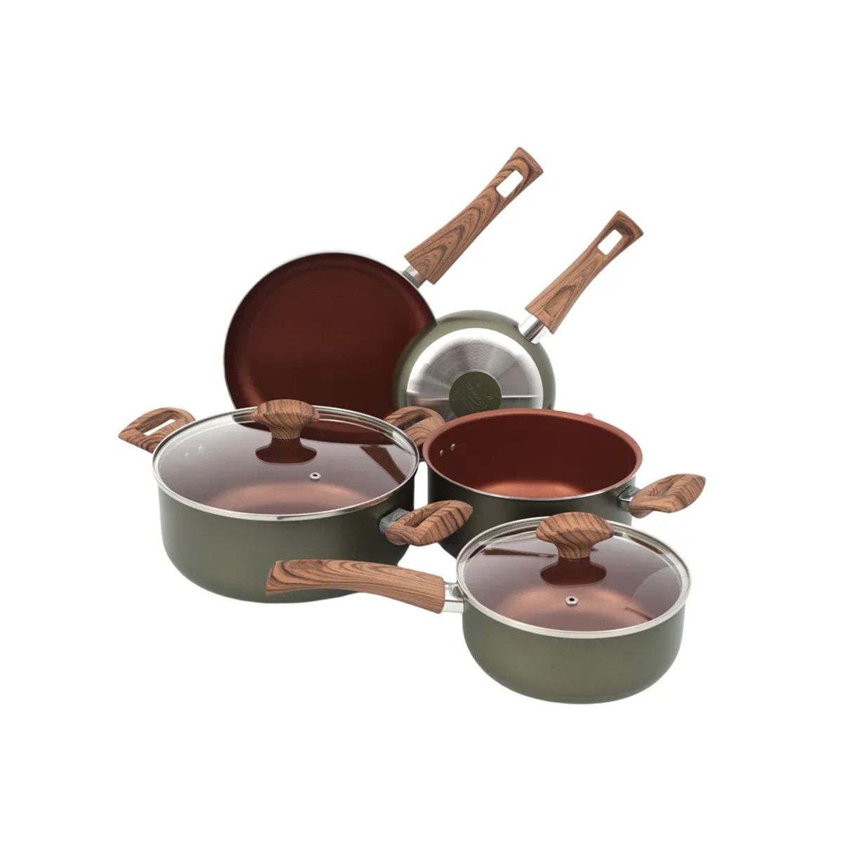 UNIVERSAL - Bateria de Ollas Universal 7 Piezas Verde Cuarzo L49051