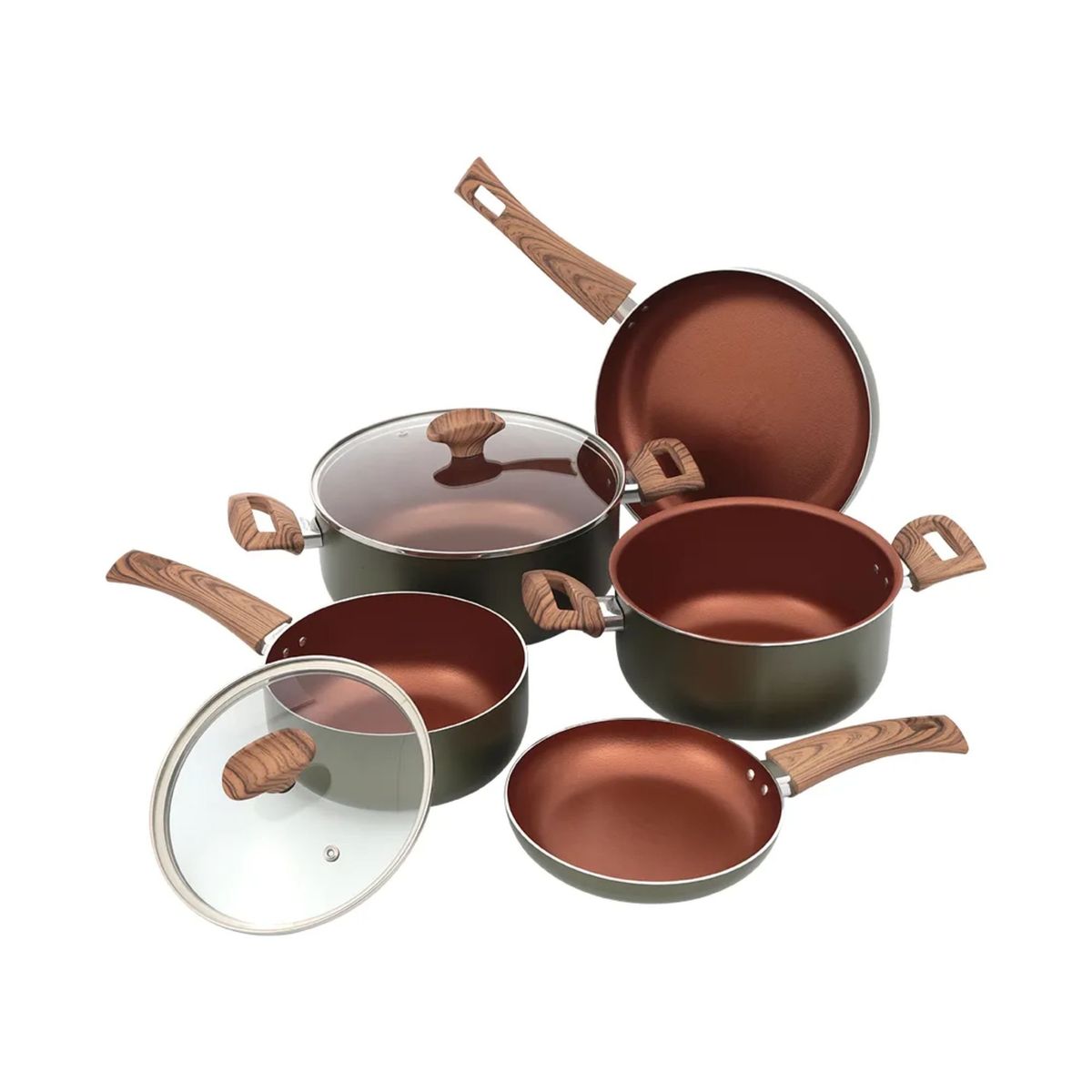 UNIVERSAL - Bateria de Ollas Universal 7 Piezas Verde Cuarzo L49051