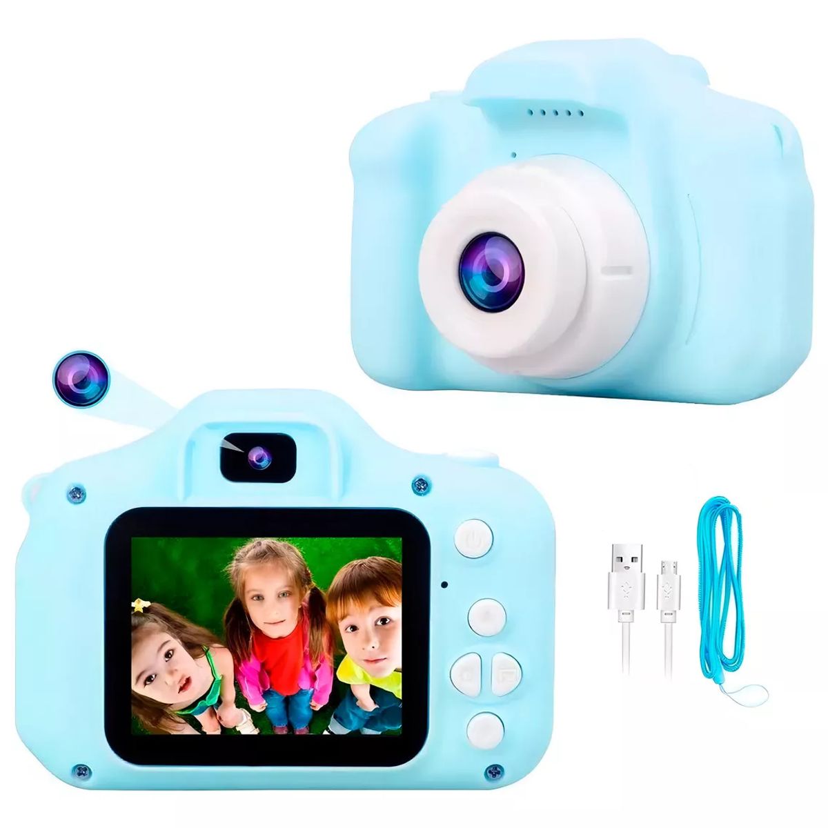 GENERICO - Camara Niños 1080p Fotos Video Juegos Recargable azul