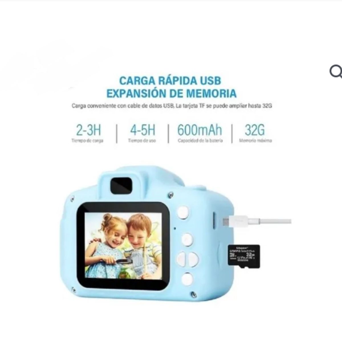 GENERICO - Camara Niños 1080p Fotos Video Juegos Recargable azul