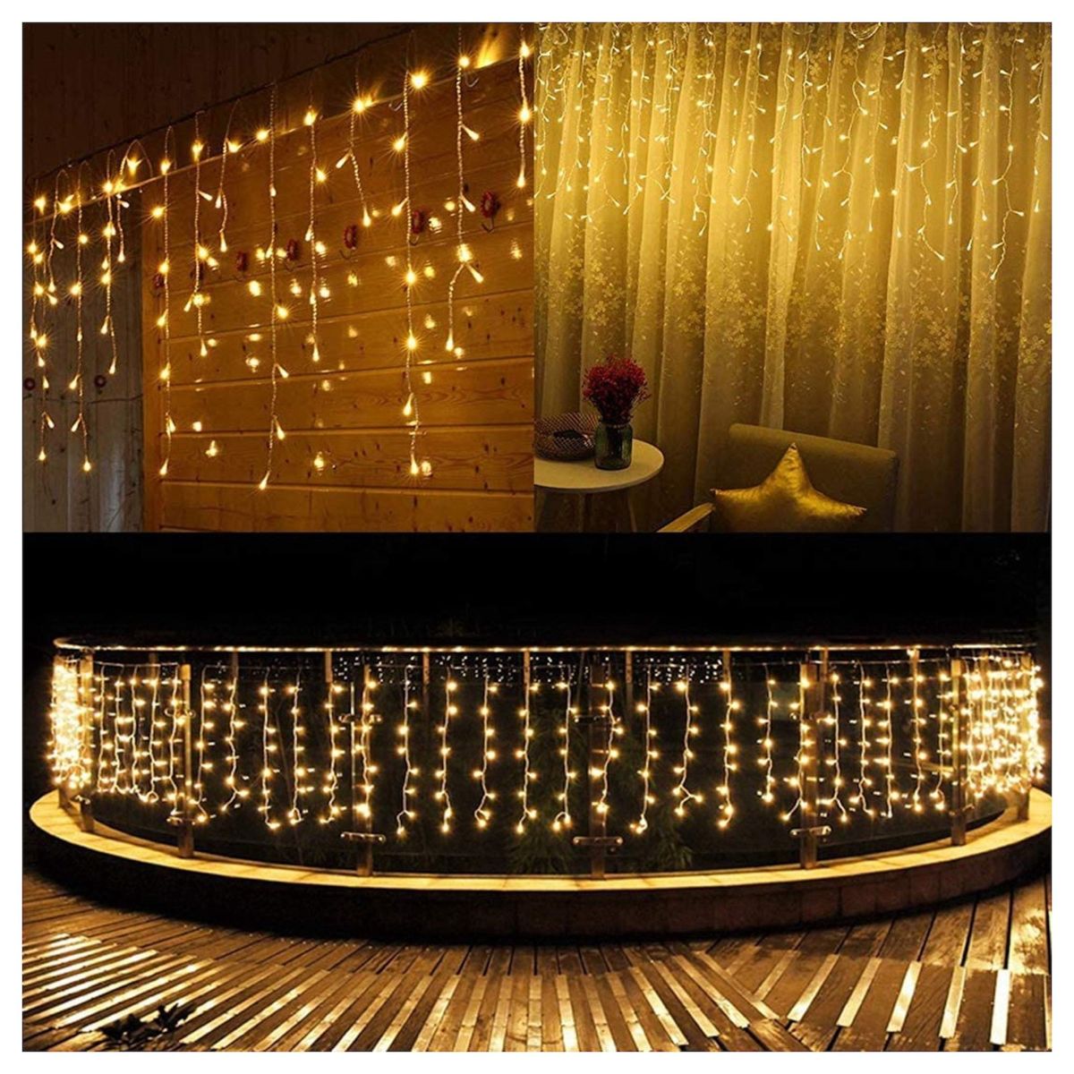 MULTIPLACE COLOMBIA - Cortina de Luces de navidad decorativas para interiores 600X100 CM