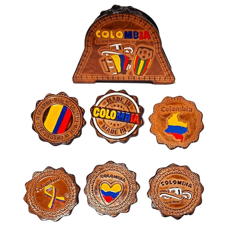 GENERICO - Portavasos X 6 Unidades Artesanías Colombiana Cuero Detalles