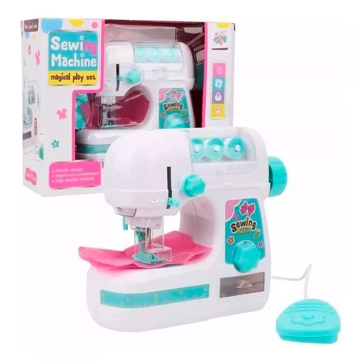GENERICO - Maquina De Coser Para Niña Con Pedal De Juguete Funcional