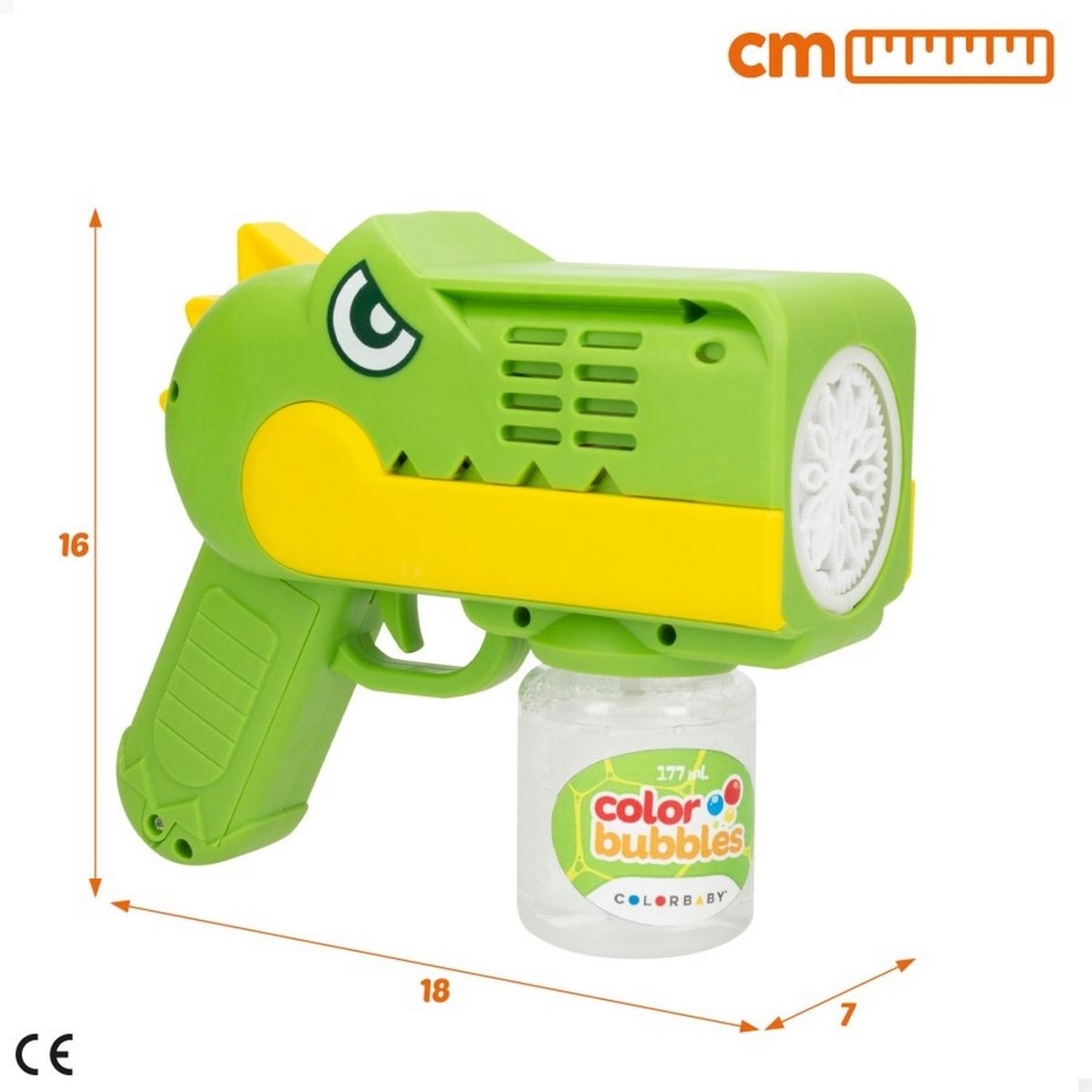 GENERICO - Pistola Burbujas Dinosaurio Rex Automática Juguete + Liquido