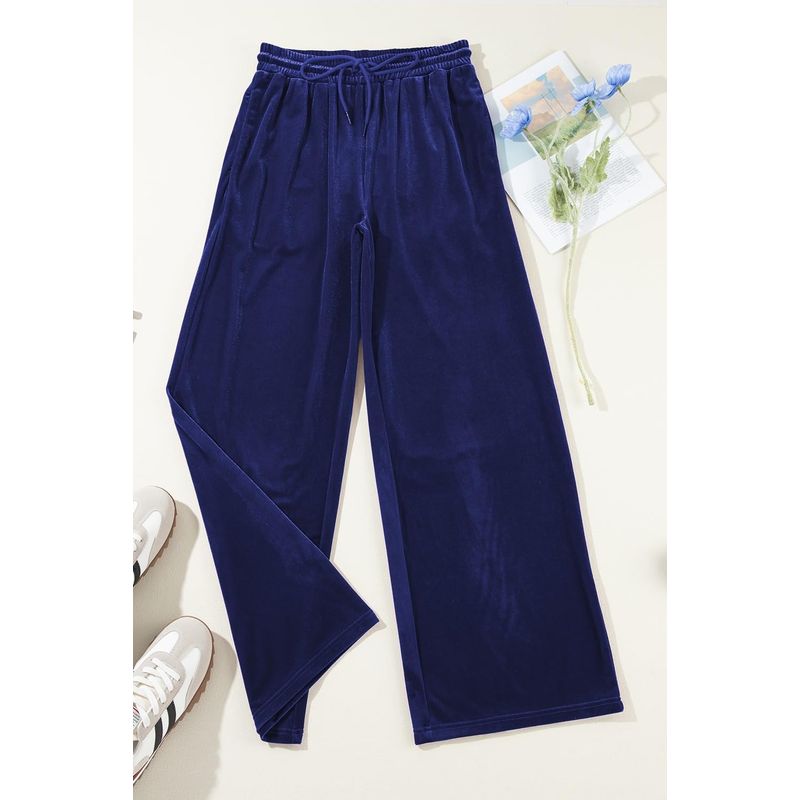 GENERICO - Pantalon Palazzo Terciopelo Con Bolsillos