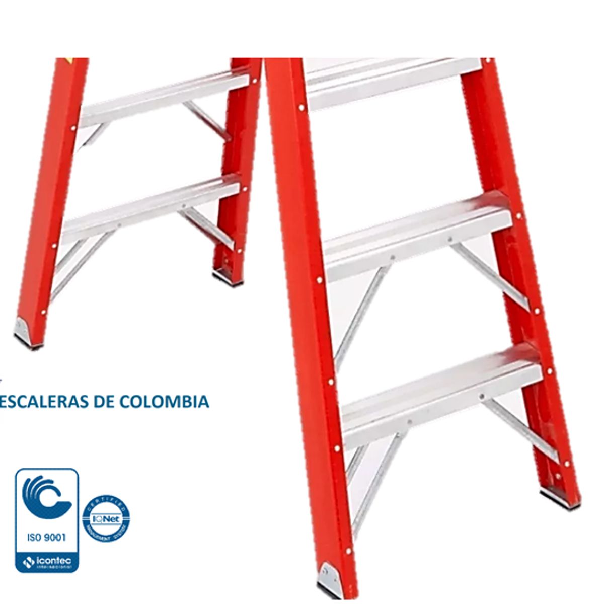 ESCALERAS DE COLOMBIA - Escalera Certificada Tipo Tijera Plataforma En Fibra De Vidrio 3 Pasos / 0.90Cm 136kg