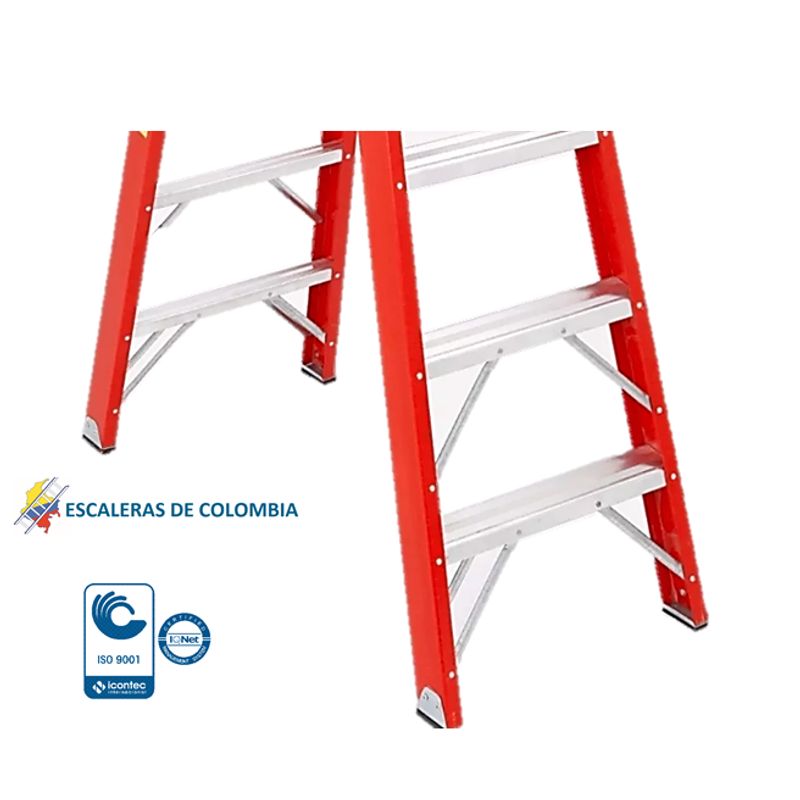 ESCALERAS DE COLOMBIA - Escalera Certificada Tipo Tijera Plataforma En Fibra De Vidrio 3 Pasos / 0.90Cm 136kg