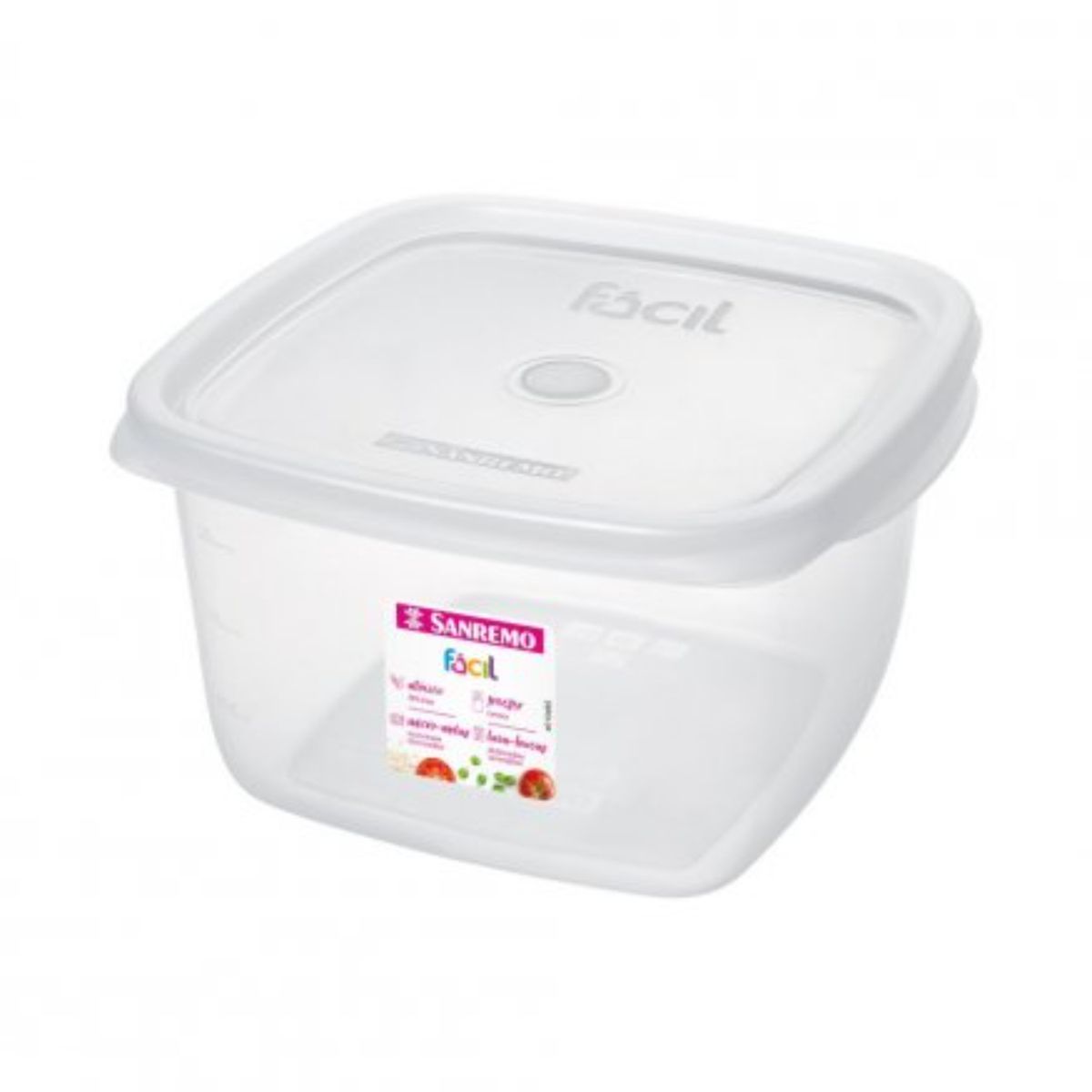 SANREMO - Hermetico Plástico Cuadraro 3,7 L Transparente Sanremo.