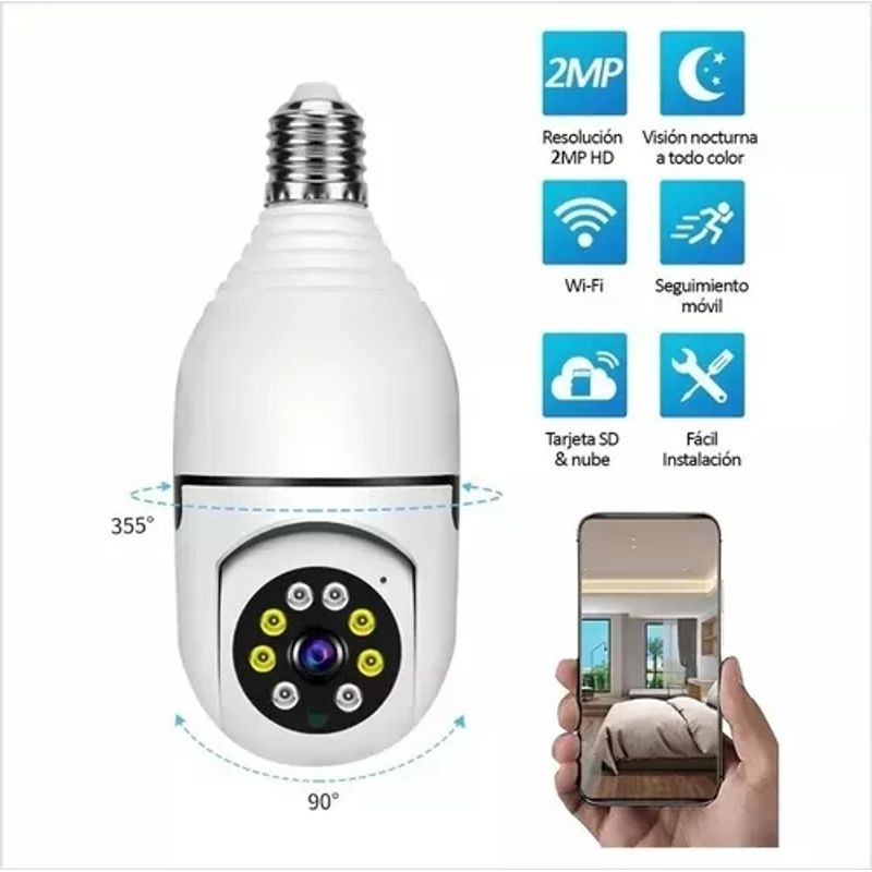 GENERICO - Camara De Seguridad 360 Bombillo 1080p Discreta Wifi Blanco