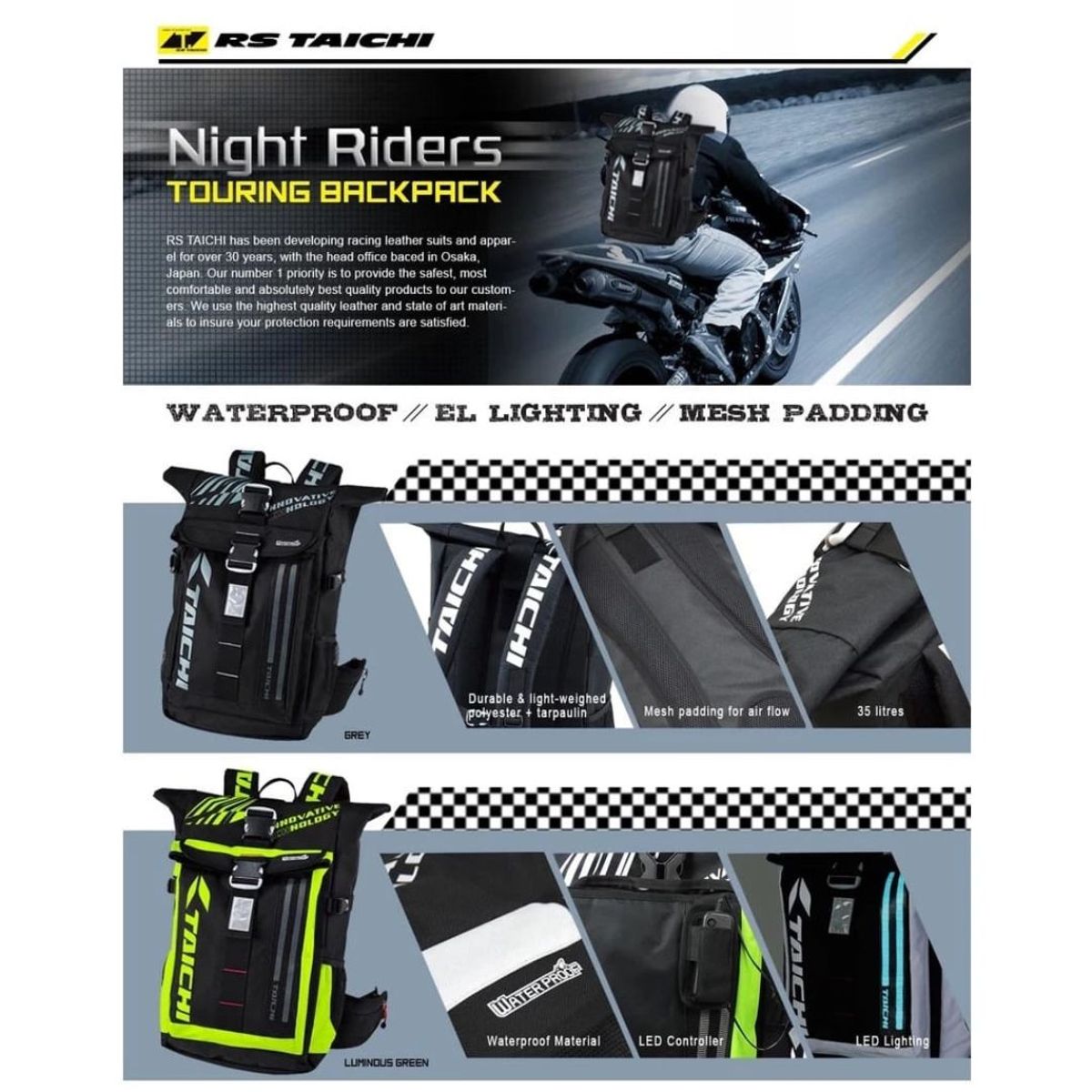 GENERICO - Maleta Taichi Impermeable Para Motociclistas Reflectiva AAA