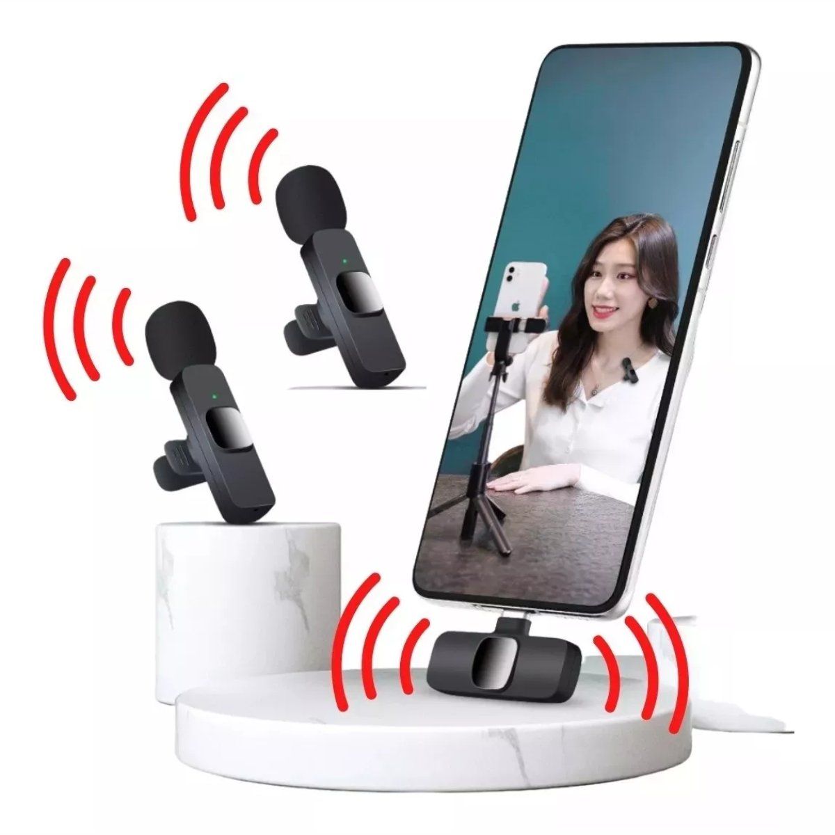 GENERICO - Micrófonos Inalámbricos Solapa 2 En 1 Para iPhone/tipo C K9