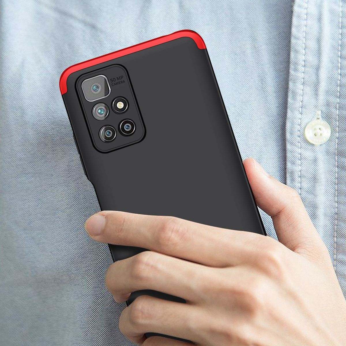 GENERICO - Funda Carcasa Estuche Protector Para Redmi 10 Negro con Rojo