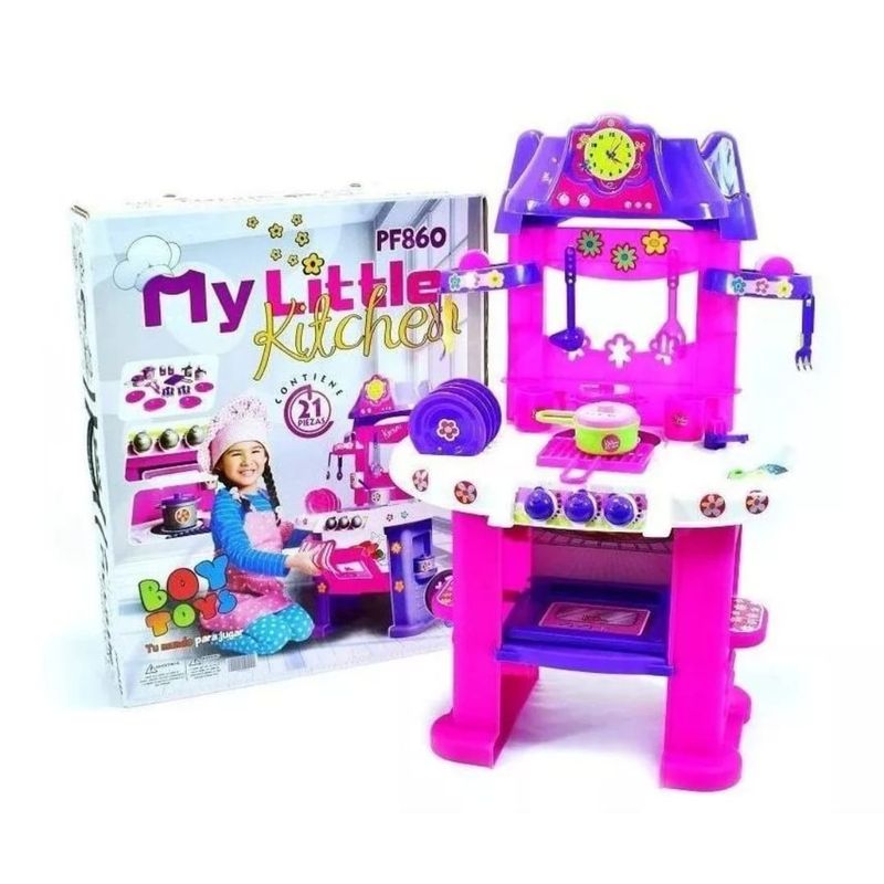 INFANTILES CAJUROMIX - Cocina Infantil Para Niñas 21 Piezas Mas Obsequio