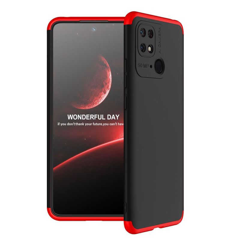 GENERICO - Funda Carcasa Estuche Protector Para Redmi 10C Negro con Rojo