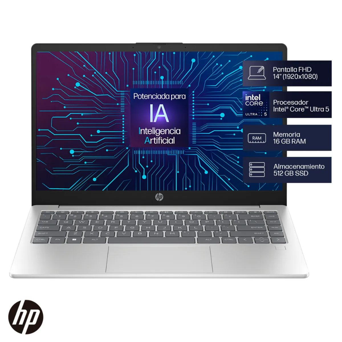 HP - Portátil HP 14-ep1000la Intel Core Ultra 5 16GB RAM 512GB SSD FHD Windows 11 Home 14"