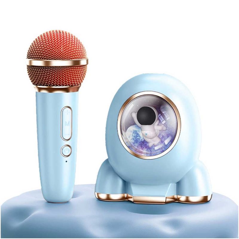 ONE PIXEL - Kit Karaoke Parlante Y Micrófono Astronauta Bluetooth Azul