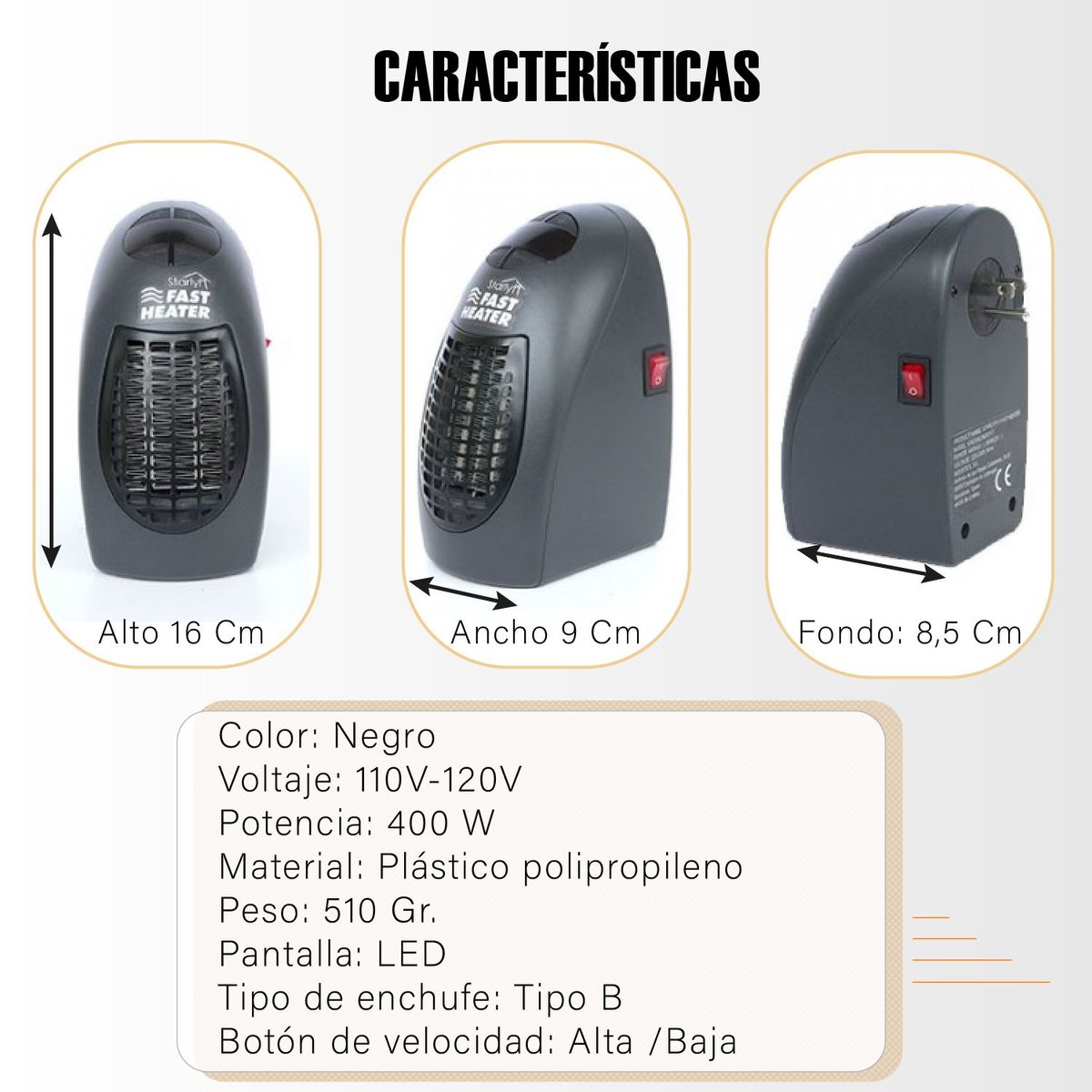 TV NOVEDADES - Calentador Personal Eléctrico Portátil Starlyf Fast Heater TVNovedades