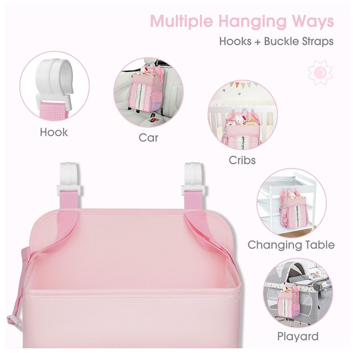 ONE PIXEL - Organizador De Pañales De Bebé Colgante Multiusos Rosa