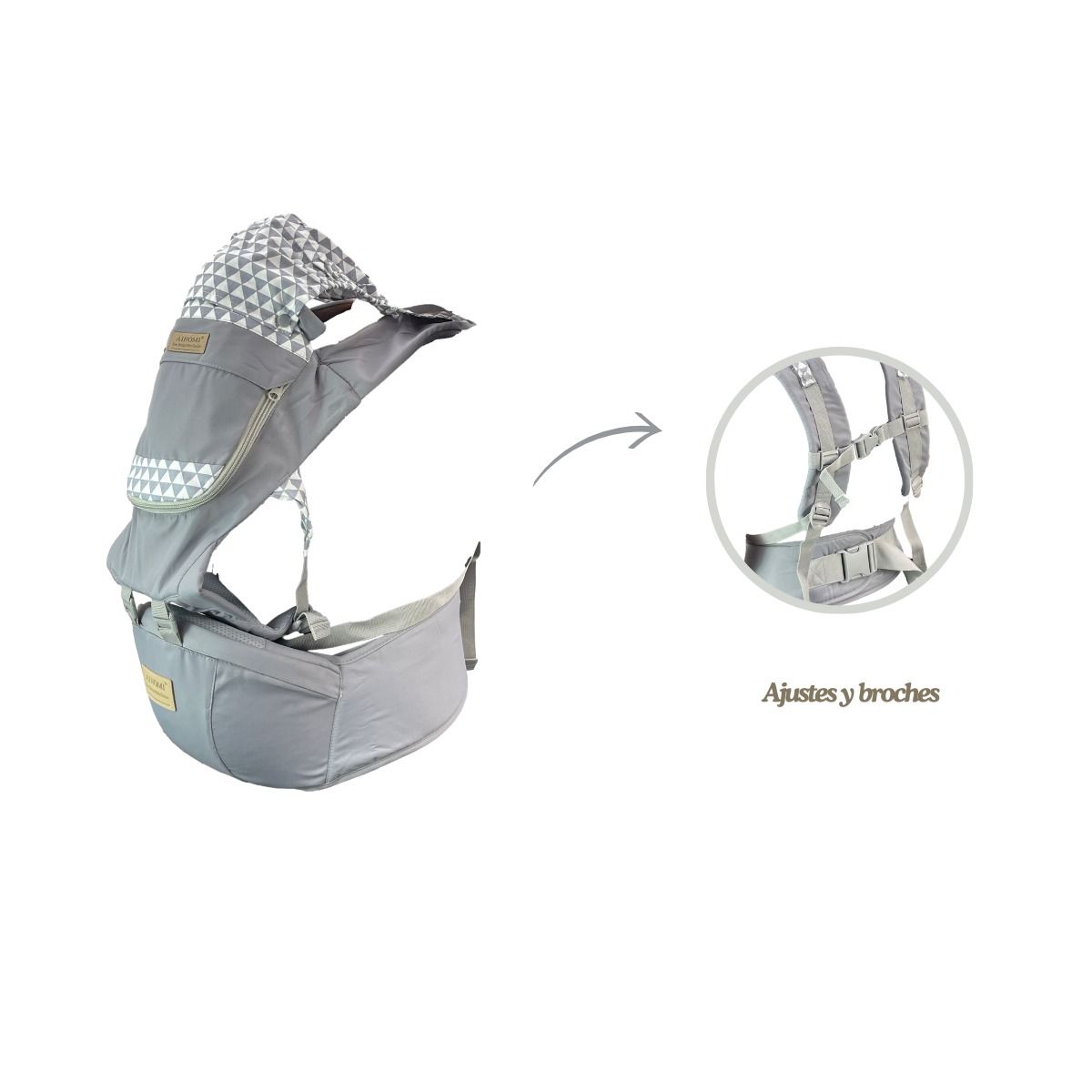 MUNDO BEBE - Cargador Canguro Ergonomico Asiento Para Bebe - Gris
