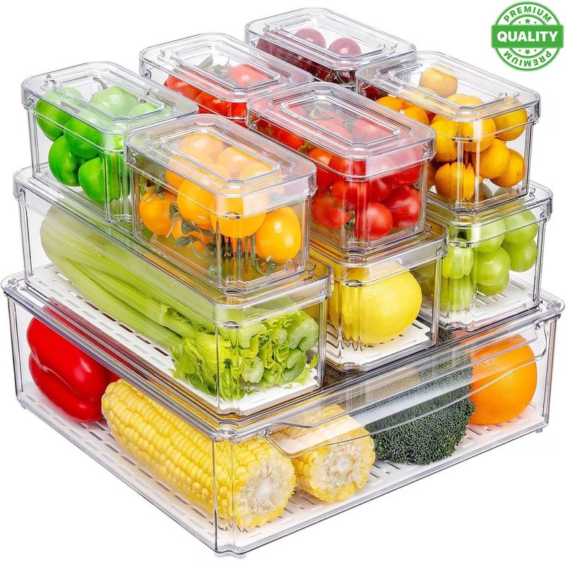 ONE PIXEL - Organizador Nevera Cocina Set 10 Contenedores Con Tapa One Pixel