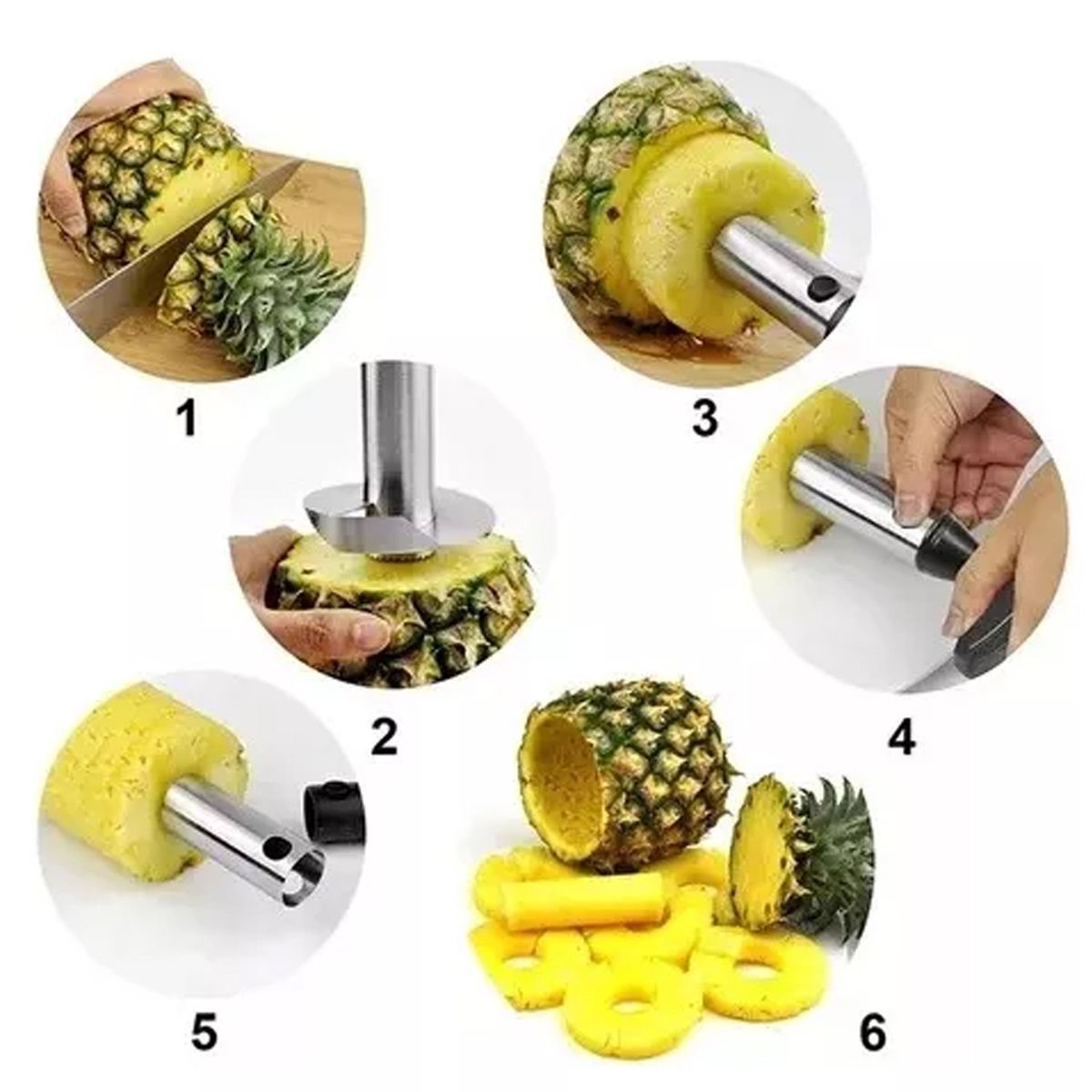 ONE PIXEL - Cortador Rebanador De Piña Y Frutas Acero Inoxidable