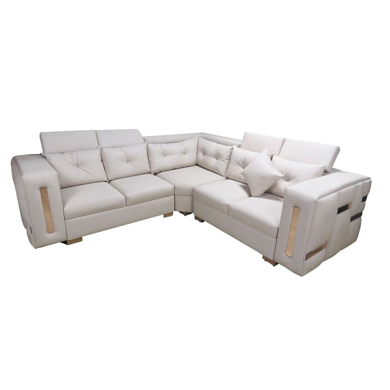 GENERICO - Muebles Modernos en L Sala Diamante con Sofá esquinero Blanco